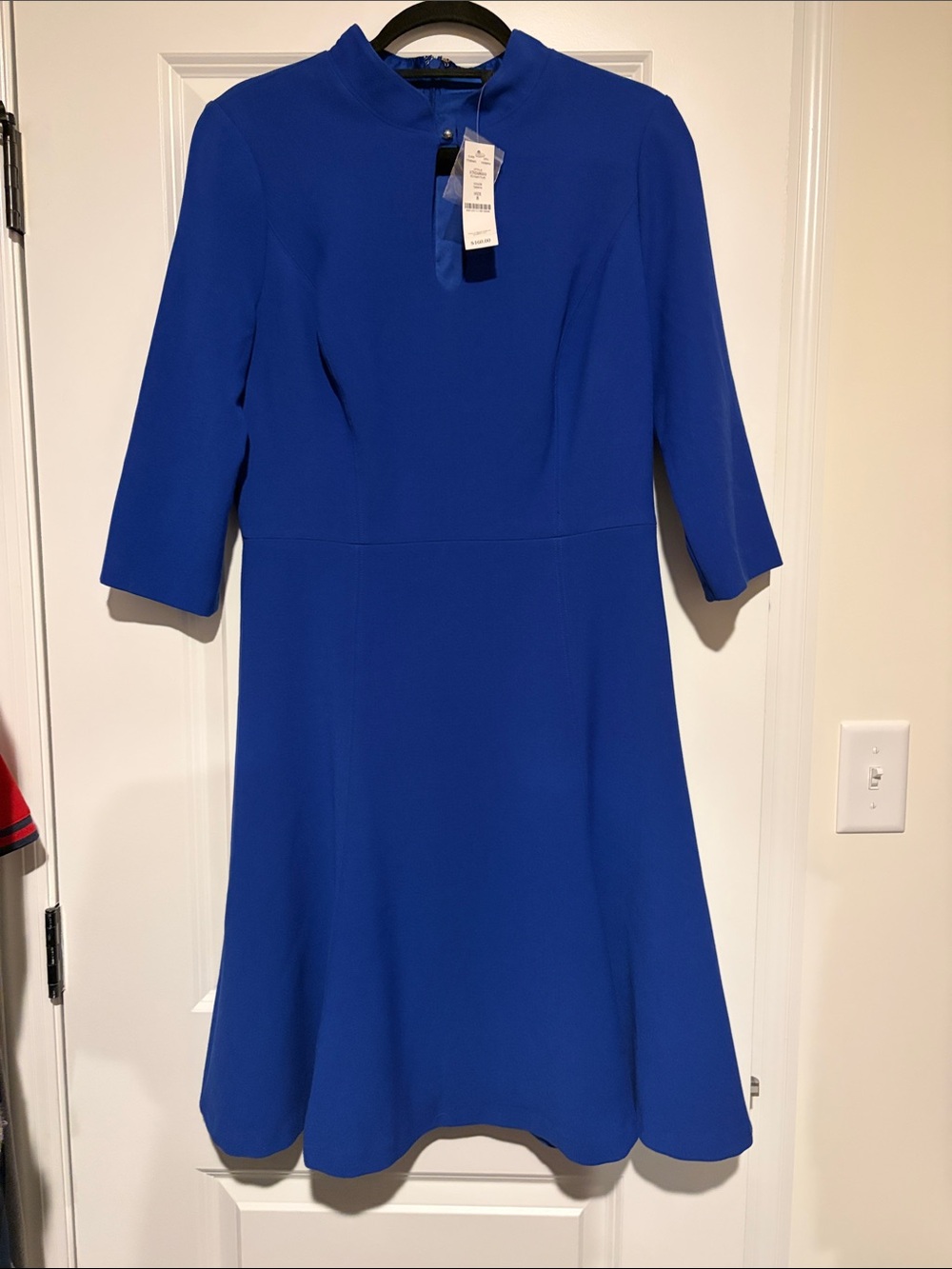 White House Black Market Royal Blue A-Line Dress with Mandarin Collar
